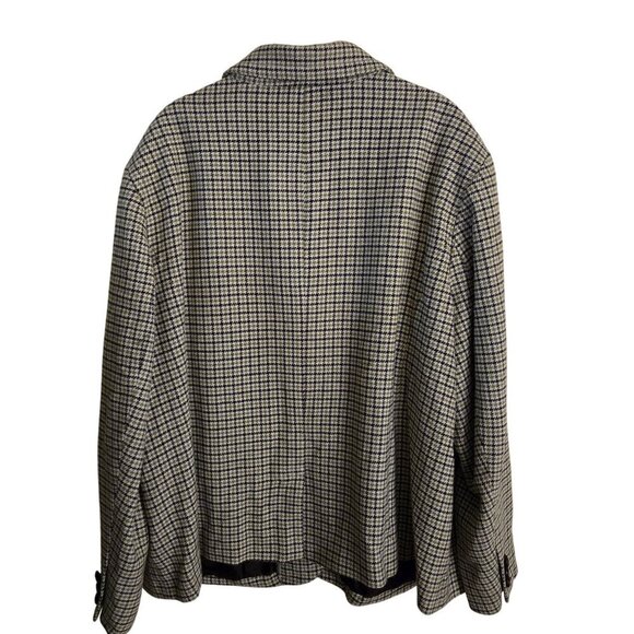 Talbots Plussize Green Plaid Wool Blend Leather Button Academia Blazer Size 22w - Picture 2 of 6